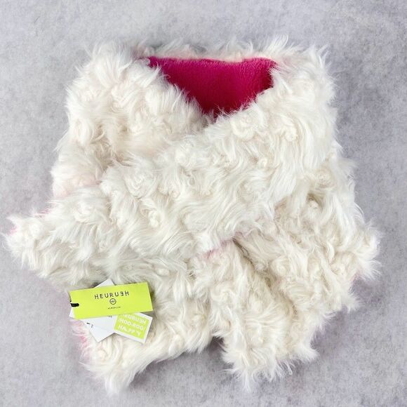 HEURUEH Faux Fur Scarf White Hybrid Pull Thru Winter Neck Warmer Womens One Size - Picture 1 of 10